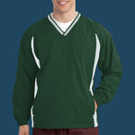 Tipped V Neck Raglan Wind Shirt