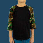 Youth Three-Quarter Sleeve Camo Raglan T-Shirt