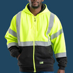 Men's Hi-Vis Class 3 Color Block Full-Zip Hooded Sweatshirt