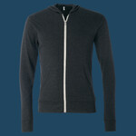 Unisex Triblend Lightweight Full-Zip Hooded Long Sleeve Tee