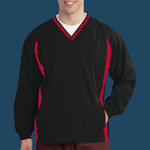 Tipped V Neck Raglan Wind Shirt