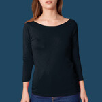 6344 Sheer Jersey 3/4 Sleeve Boat Neck