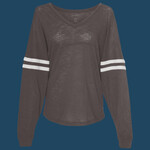Women’s Slub Jersey Varsitee V-Neck Long Sleeve T-Shirt