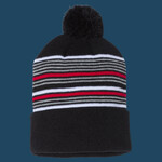12" Striped Pom-Pom Cuffed Beanie