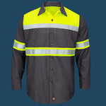 Men's Hi-Visibility Colorblock Ripstop Long Sleeve Work Shirt
