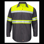 Men's Tall Hi-Visibility Colorblock Ripstop Long Sleeve Work Shirt