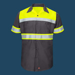 Men's Hi-Visibility Colorblock Ripstop Short Sleeve Work Shirt