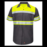Men's Tall Hi-Visibility Colorblock Ripstop Short Sleeve Work Shirt