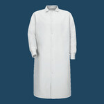 Unisex Gripper-Front Pocketless Butcher Coat With Knit Cuffs