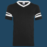 Youth V-Neck Jersey with Striped Sleeves