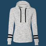 Women’s Mélange Fleece Striped-Sleeve Hooded Sweatshirt