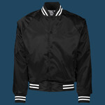 Unisex Satin Baseball Jacket Striped Trim