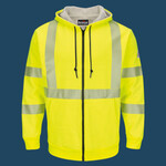 Men's Hi-Visibility Zip-Front Hooded Fleece Sweatshirt with Waffle Lining