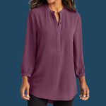 Women's 3/4 Sleeve Textured Crepe Tunic
