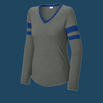 Women's Halftime Stripe Long Sleeve V Neck Tee