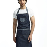 Domain Contrast Denim Bib Apron with Pocket